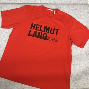 Helmut Lang T-Shirt Red Graphic Large Cotton Made in Portugal